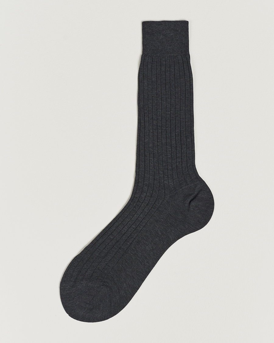 Herren | Socken | Bresciani | Cotton Ribbed Short Socks Grey Melange