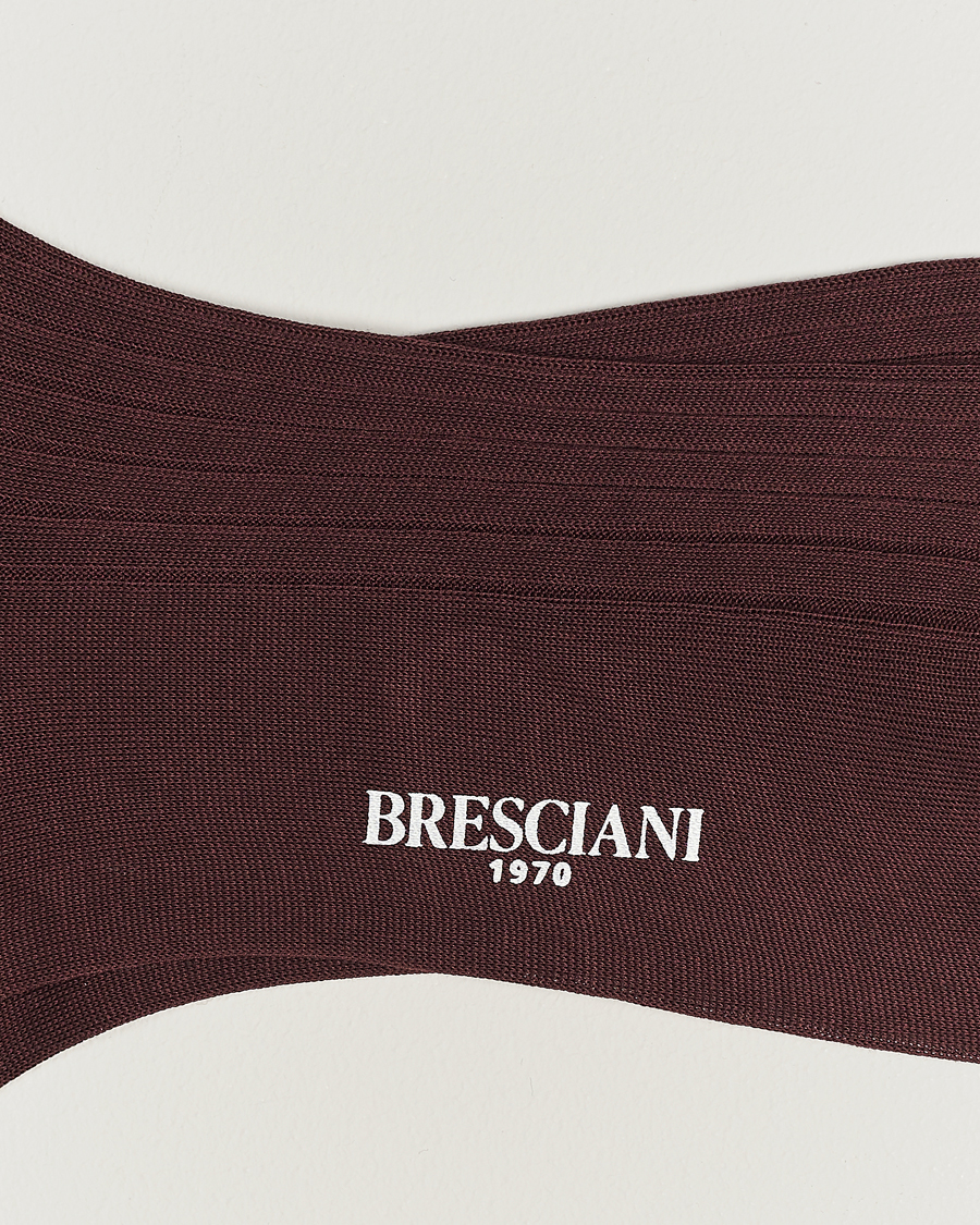 Herren |  | Bresciani | Cotton Ribbed Short Socks Burgundy