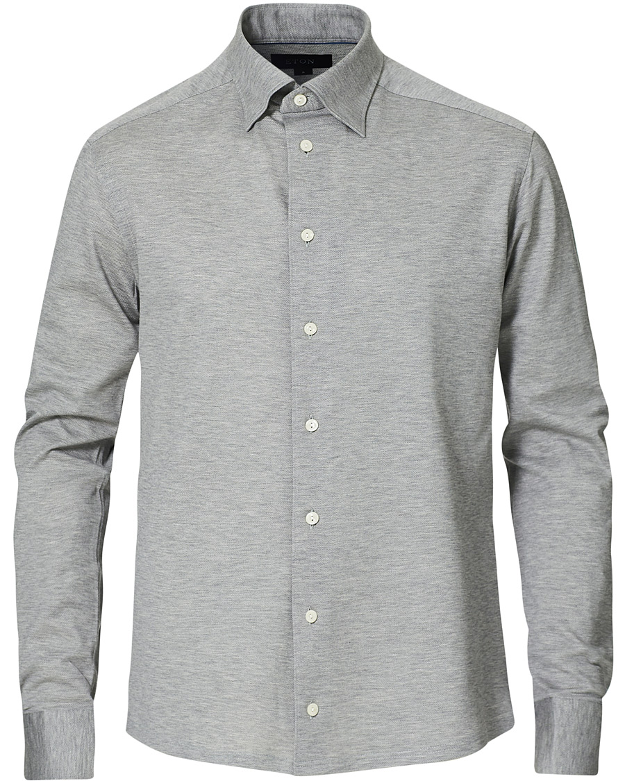 Herren | Hemden | Eton | Slim Fit Jersey Button Under Shirt Grey