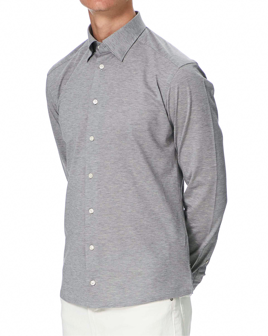 Herren | Hemden | Eton | Slim Fit Jersey Button Under Shirt Grey