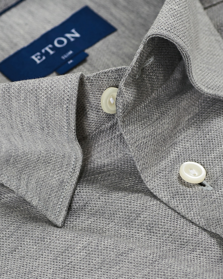 Herren | Hemden | Eton | Slim Fit Jersey Button Under Shirt Grey