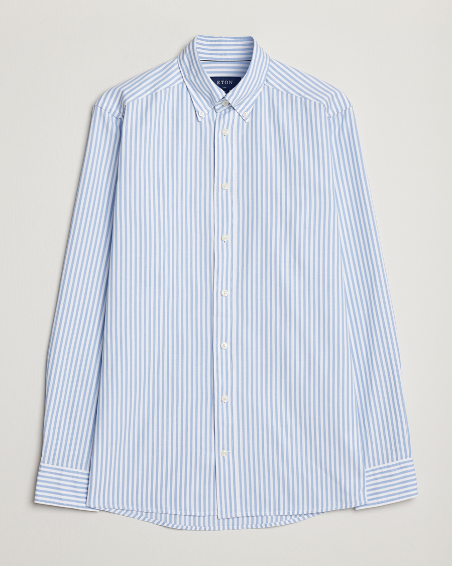 Herren |  | Eton | Slim Fit Royal Oxford Stripe Button Down Light Blue