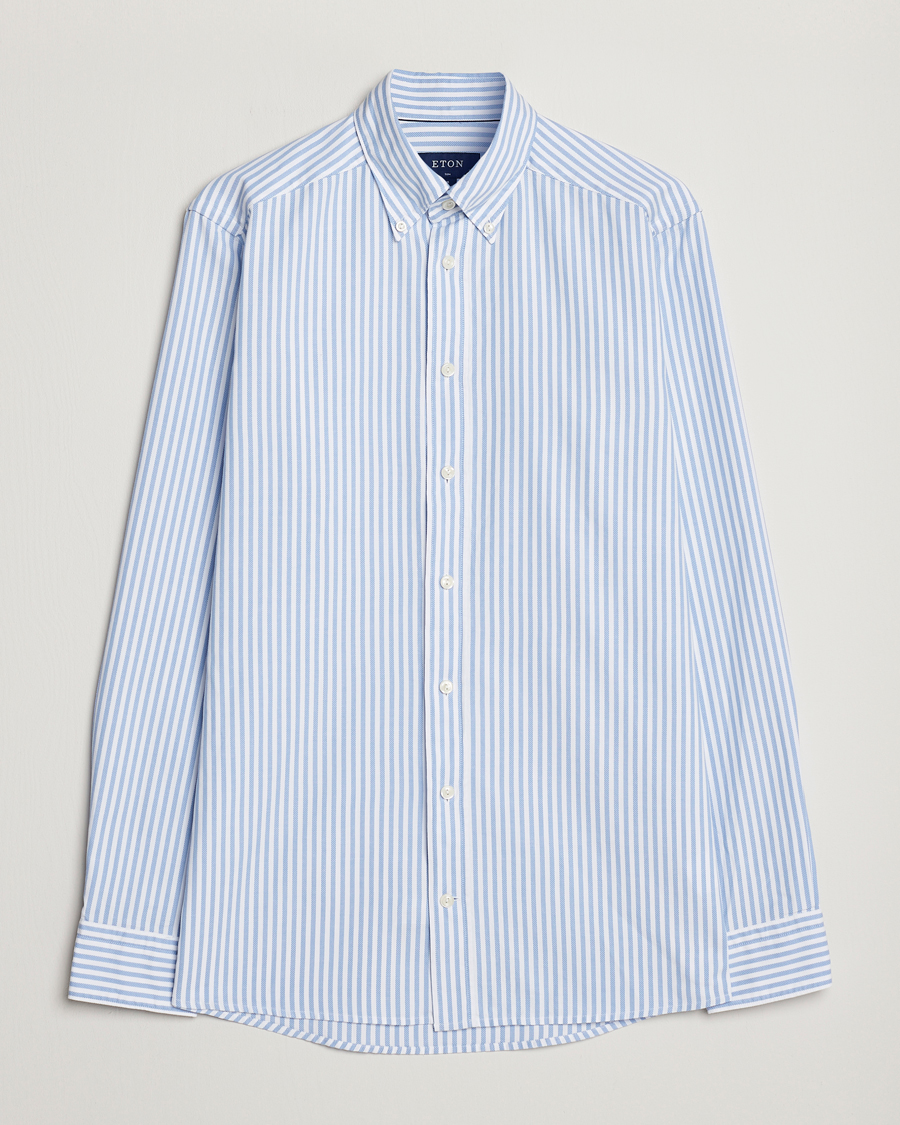 Herren | Hemden | Eton | Slim Fit Royal Oxford Stripe Button Down Light Blue