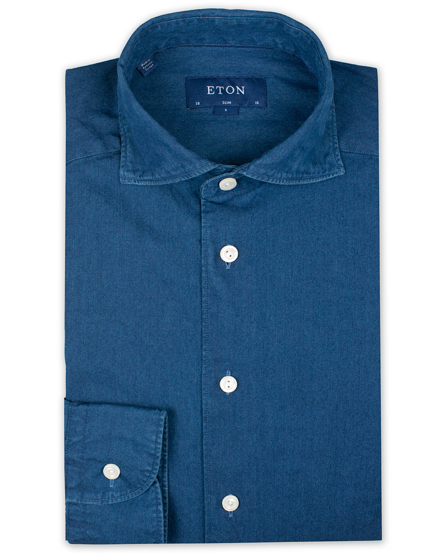 Herren | Hemden | Eton | Slim Fit Twill Extreme Cutaway Shirt Dark Blue