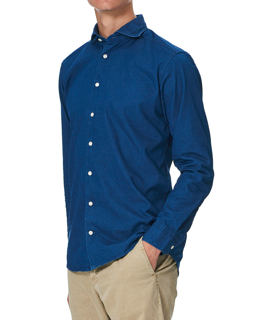 Herren | Hemden | Eton | Slim Fit Twill Extreme Cutaway Shirt Dark Blue