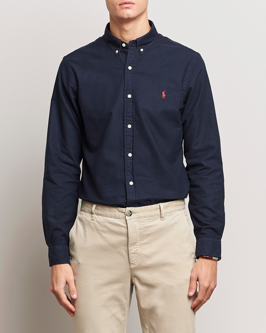 Herr | Oxfordskjortor | Polo Ralph Lauren | Slim Fit Garment Dyed Oxford Shirt Navy