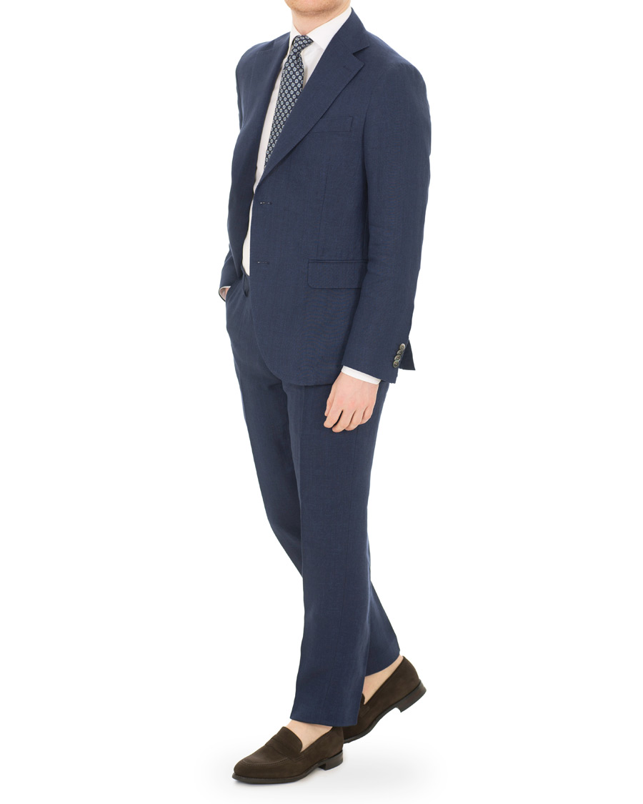 Herren | Hosen | Oscar Jacobson | Diego Linen Trousers Blue