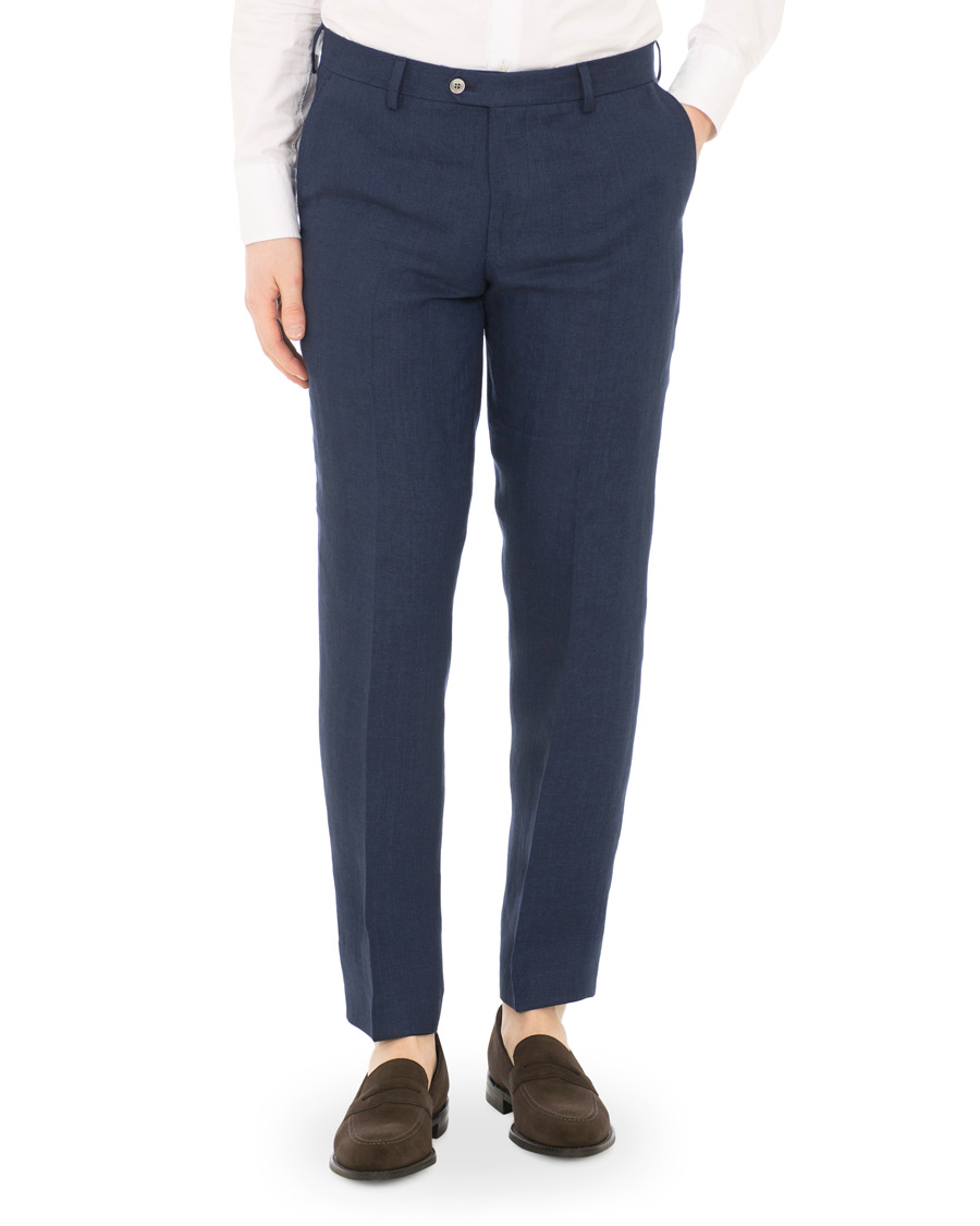 Herren | Hosen | Oscar Jacobson | Diego Linen Trousers Blue