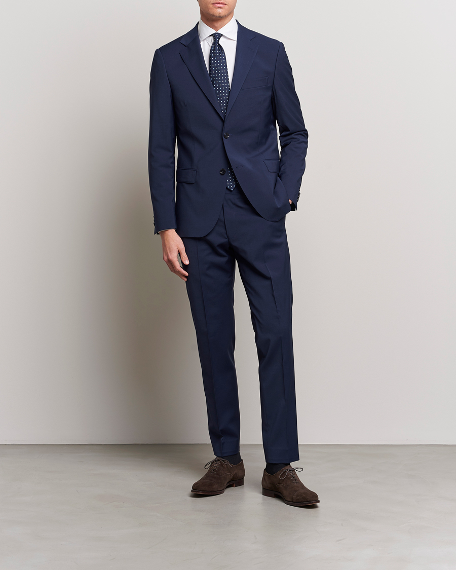 Herren | Hosen | Oscar Jacobson | Denz Wool Stretch Trousers Blue