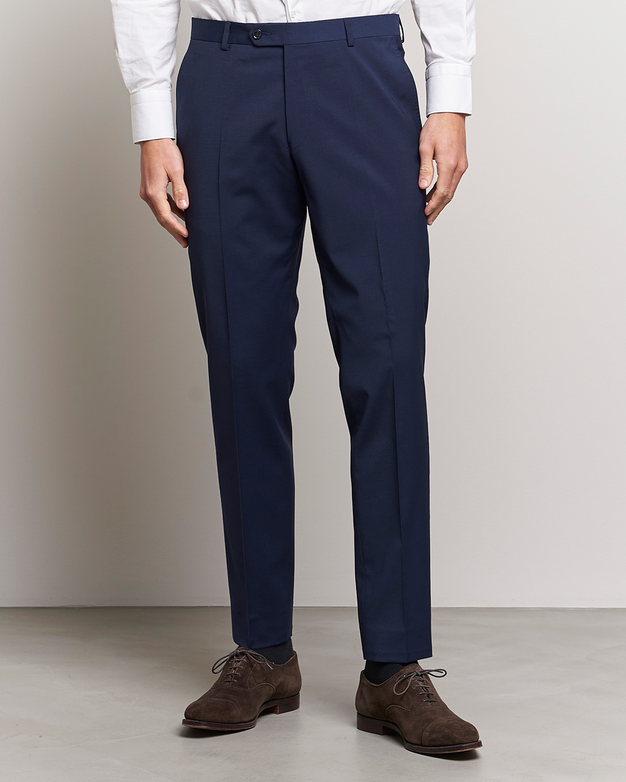 Herren |  | Oscar Jacobson | Denz Wool Stretch Trousers Blue