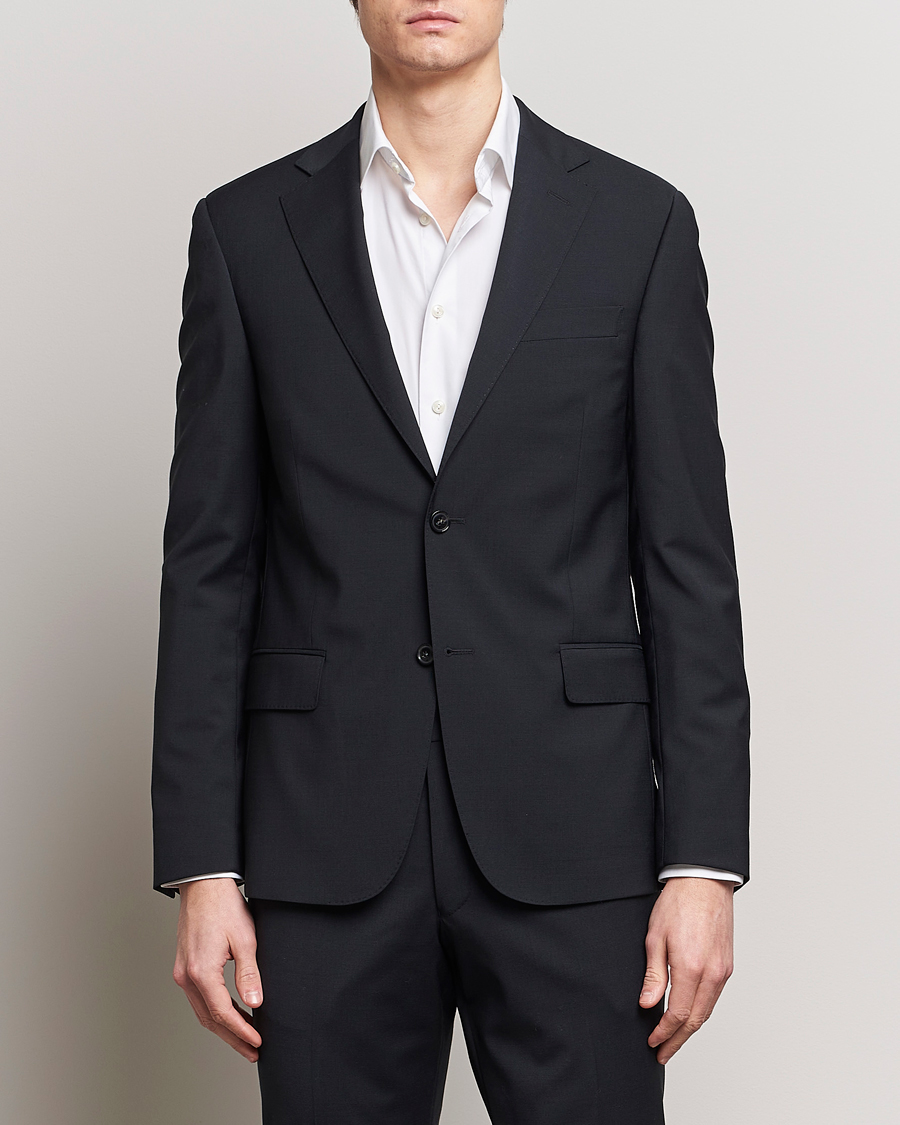 Herren | Business & Beyond | Oscar Jacobson | Edmund Wool Stretch Blazer Black