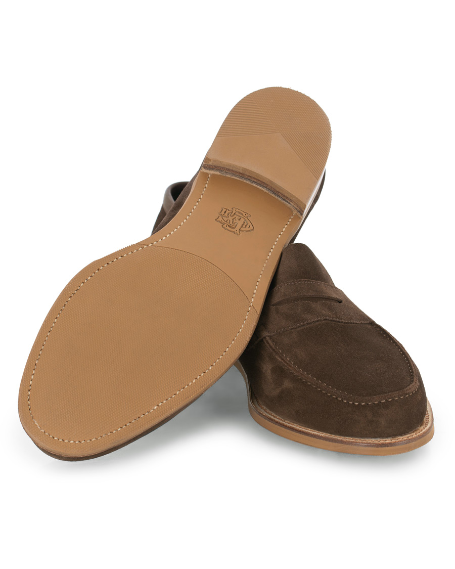 Herren | Edward Green Duke Unlined Penny Loafer Mocha Suede | Edward Green | Duke Unlined Penny Loafer Mocha Suede