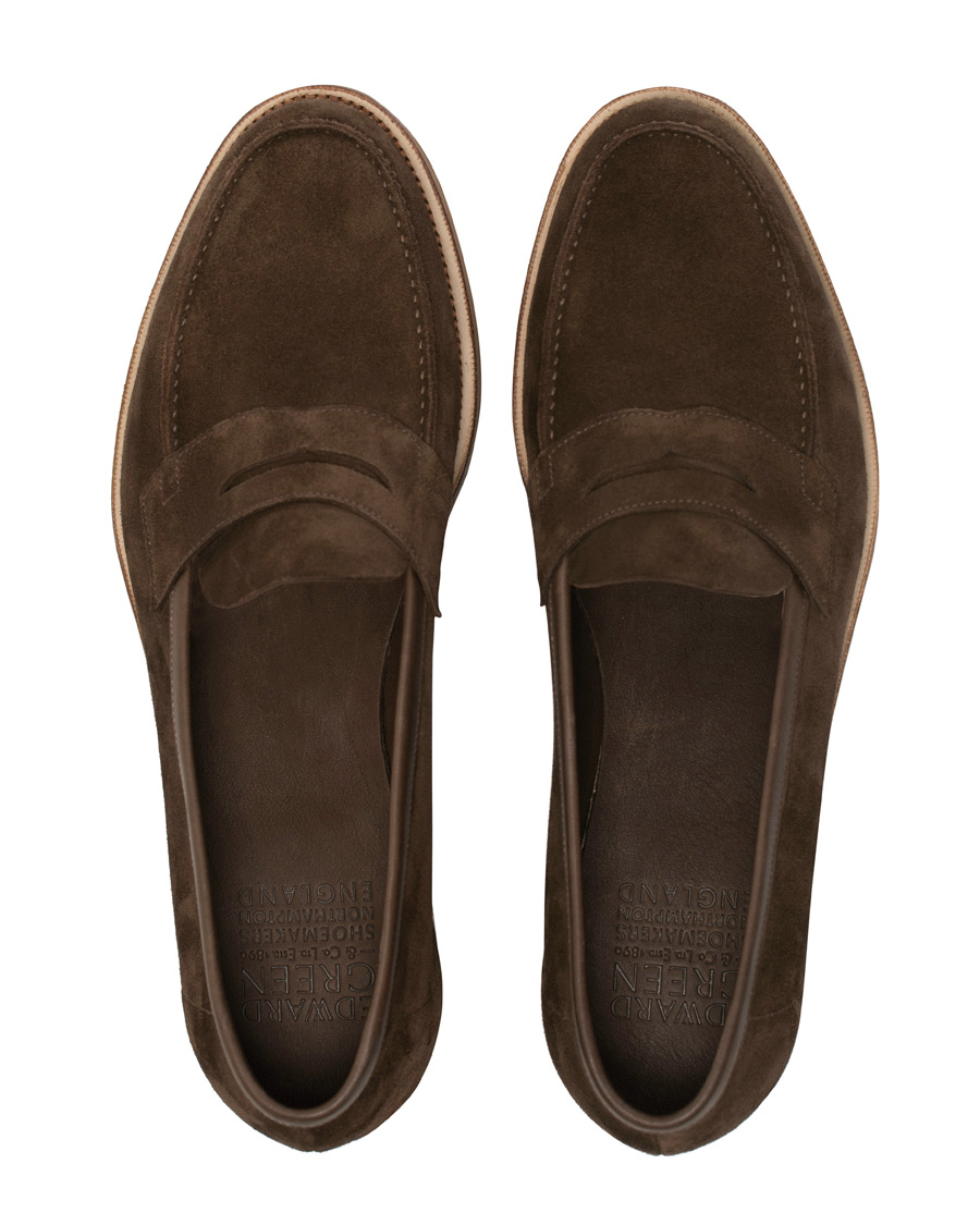 Herren | Edward Green Duke Unlined Penny Loafer Mocha Suede | Edward Green | Duke Unlined Penny Loafer Mocha Suede