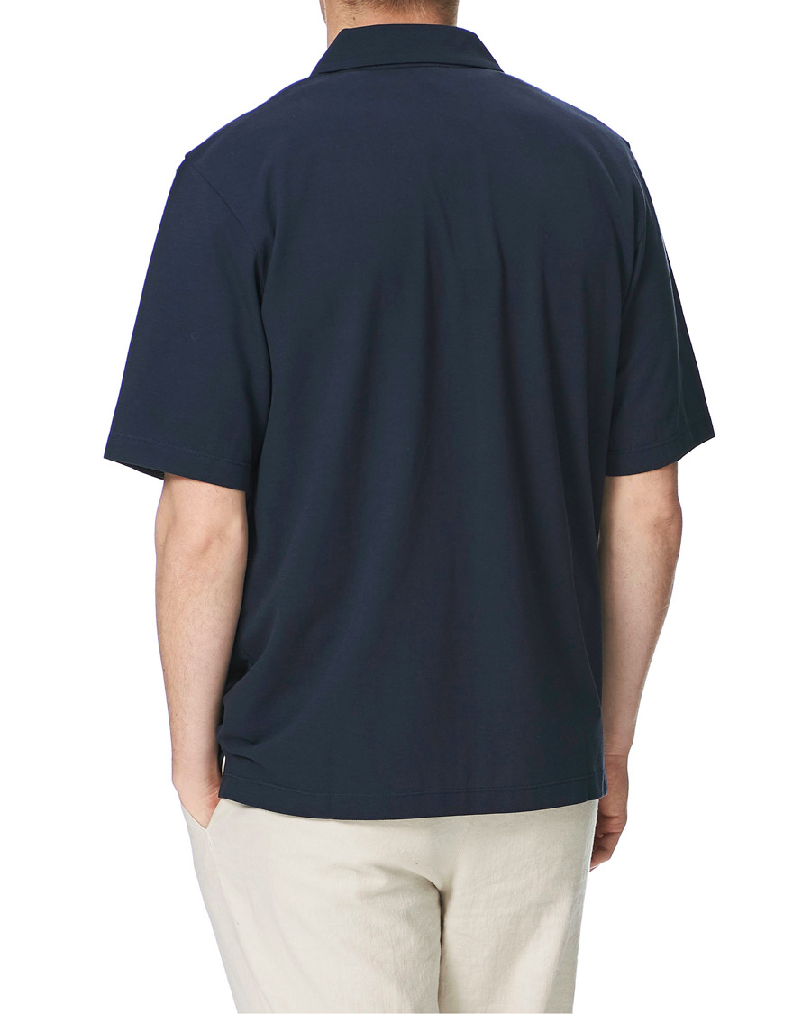 Herren | Hemden | Sunspel | Short Sleeve Pique Shirt Navy