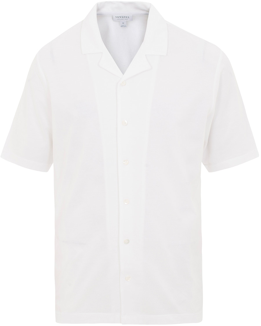 Herren | Hemden | Sunspel | Short Sleeve Pique Shirt White