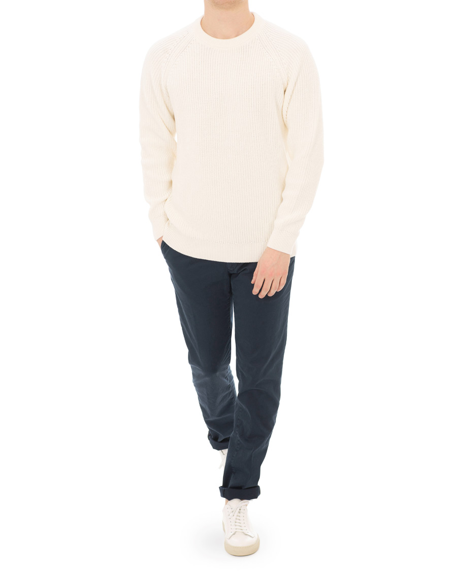 Herren | Pullover | Sunspel | Long Sleeve Rib Crew Neck Sweater Off White