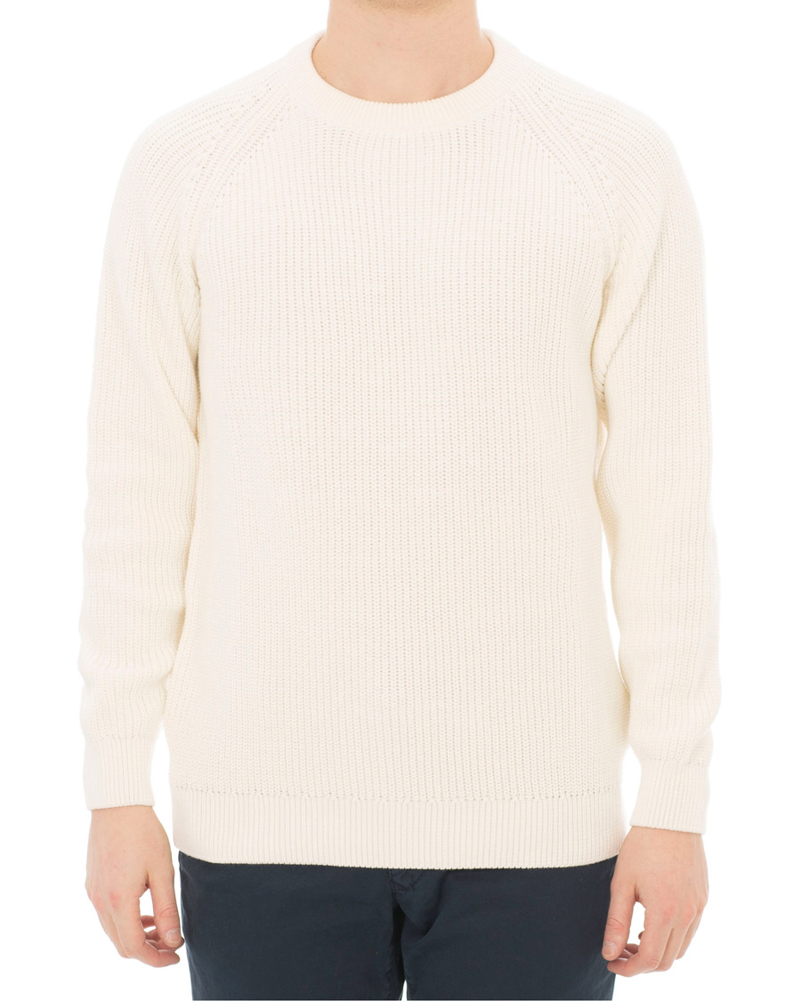 Herren | Pullover | Sunspel | Long Sleeve Rib Crew Neck Sweater Off White