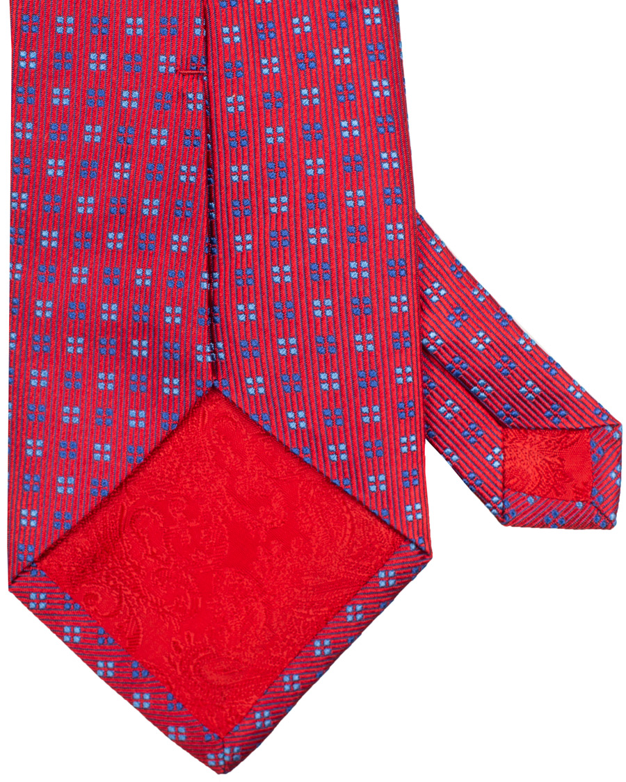 Herren | Turnbull & Asser Mini Square Spot Silk 9,5cm Tie Red/Blue | Turnbull & Asser | Mini Square Spot Silk 9,5cm Tie Red/Blue