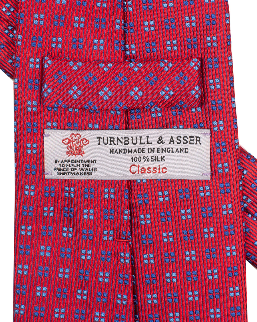 Herren | Turnbull & Asser Mini Square Spot Silk 9,5cm Tie Red/Blue | Turnbull & Asser | Mini Square Spot Silk 9,5cm Tie Red/Blue
