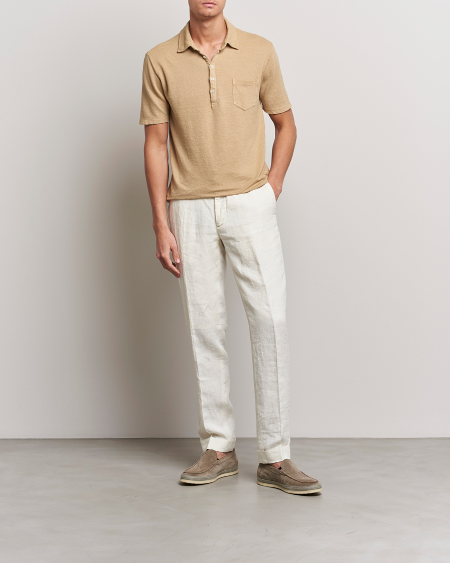 Herren | Poloshirts | Massimo Alba | Wembley Linen Polo Sand