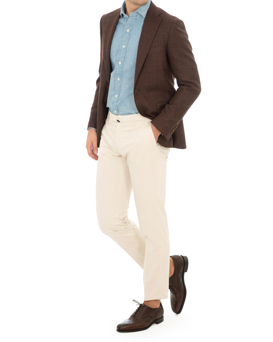 Herren | Hosen | Incotex | Slim Fit Stretch Chinos Off White