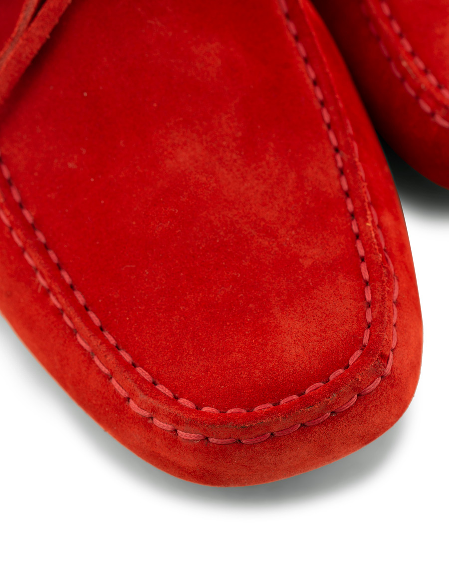 Herren | Tod's Laccetto Gommino Carshoe Red Suede | Tod's | Laccetto Gommino Carshoe Red Suede