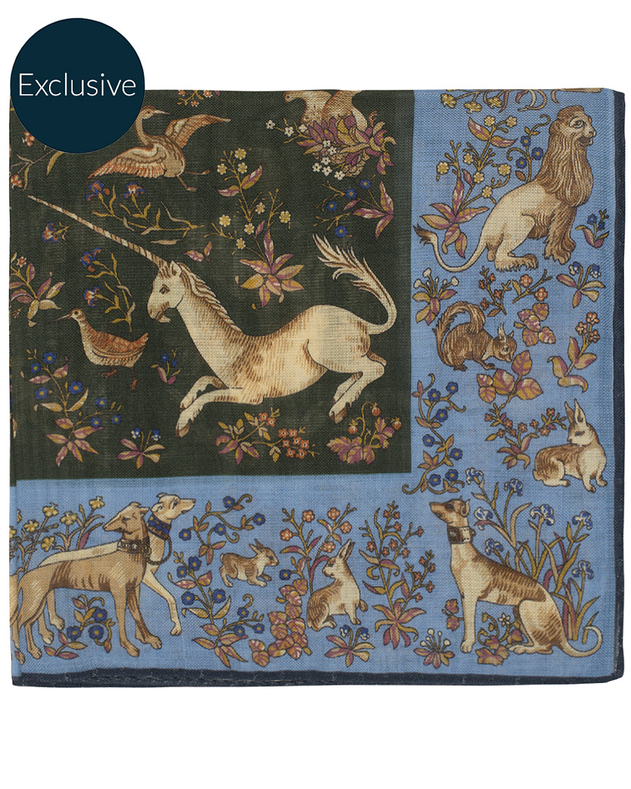 Herren | Drake's MTO Pocket Square Blue | Drake's | MTO Pocket Square Blue