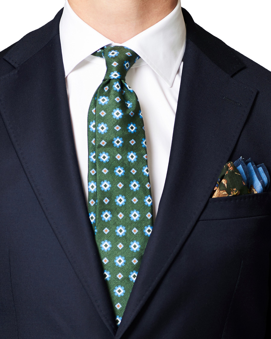 Herren | Drake's MTO Pocket Square Blue | Drake's | MTO Pocket Square Blue