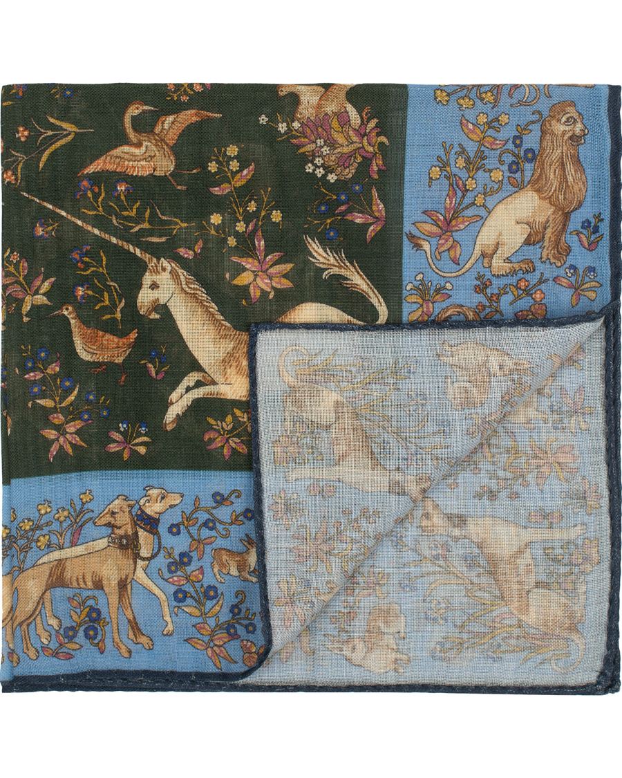 Herren | Drake's MTO Pocket Square Blue | Drake's | MTO Pocket Square Blue
