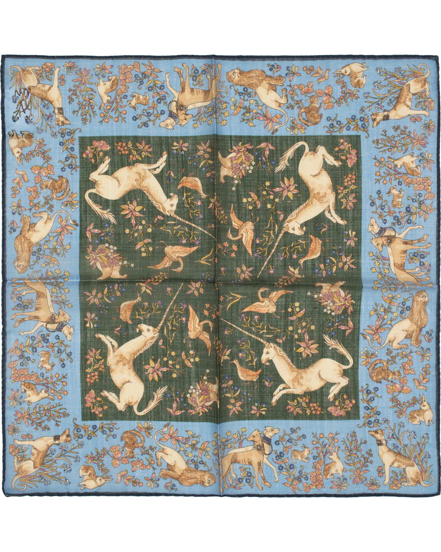 Herren | Drake's MTO Pocket Square Blue | Drake's | MTO Pocket Square Blue