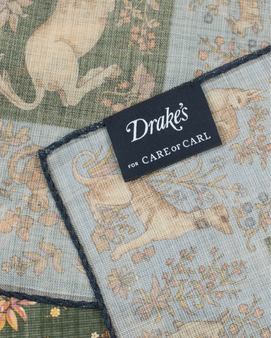 Herren | Drake's MTO Pocket Square Blue | Drake's | MTO Pocket Square Blue
