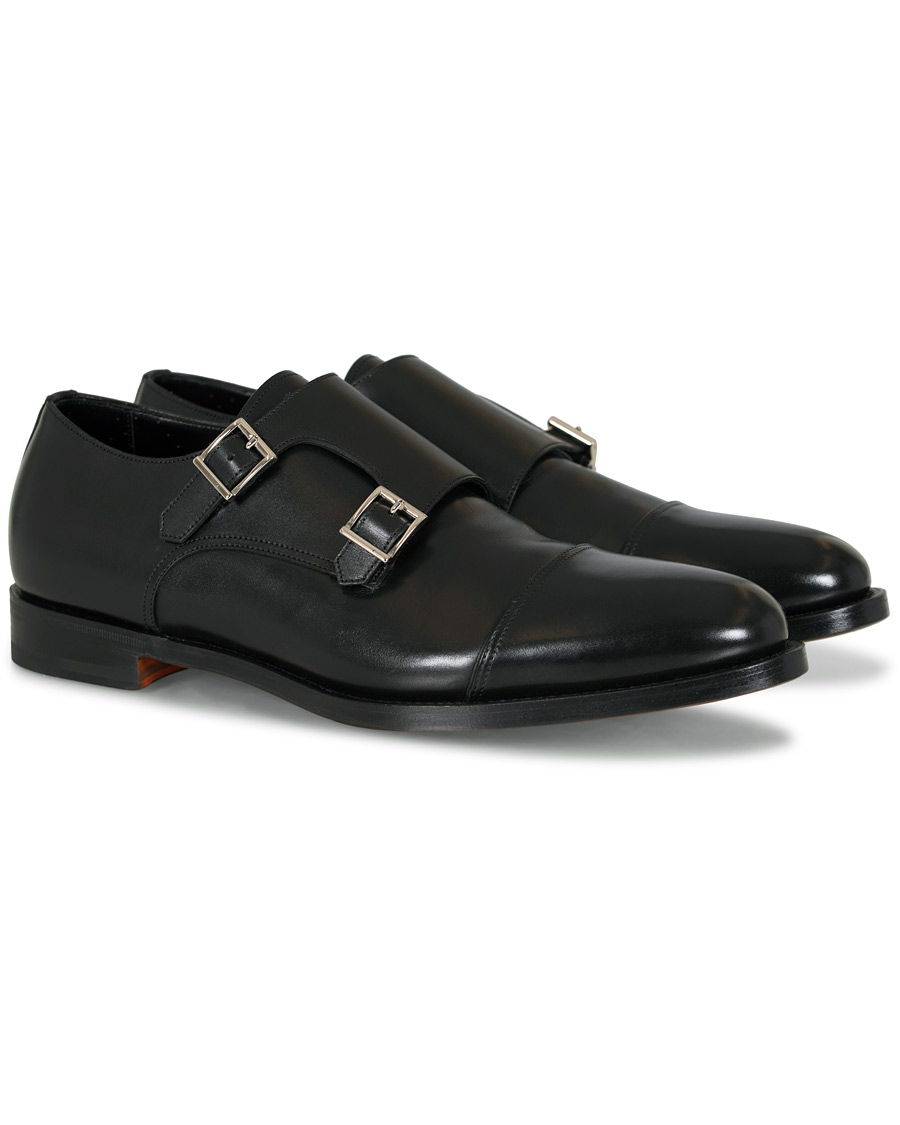Herren | Santoni Wilson Double Monk Black Calf | Santoni | Wilson Double Monk Black Calf