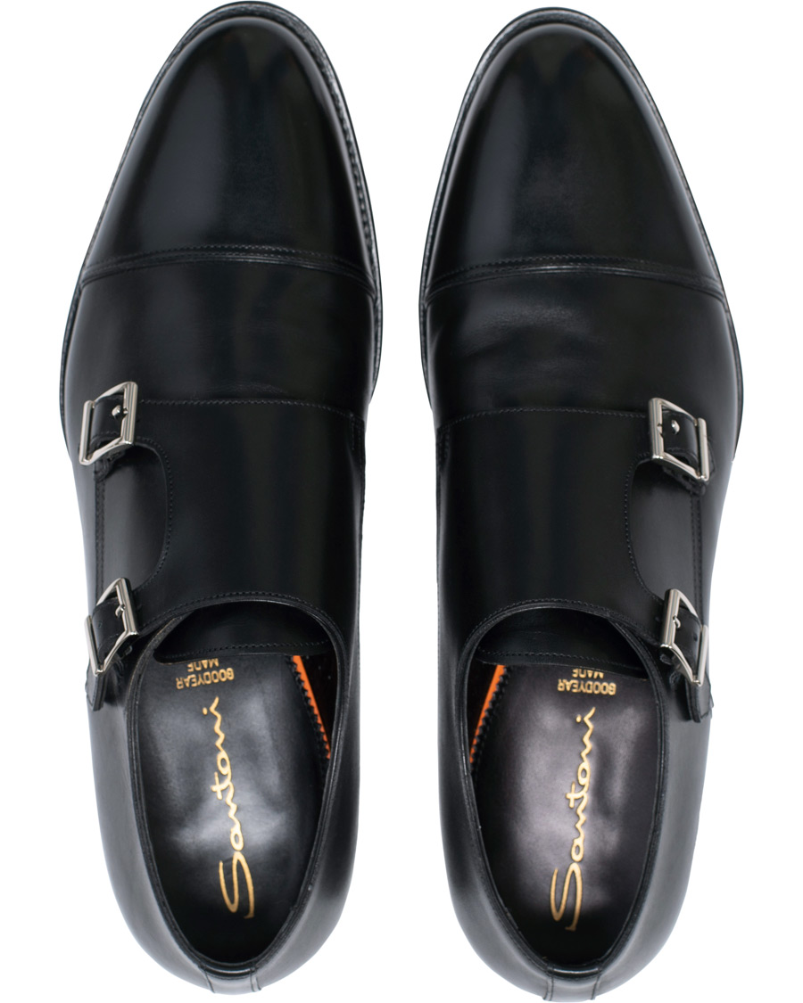 Herren | Santoni Wilson Double Monk Black Calf | Santoni | Wilson Double Monk Black Calf