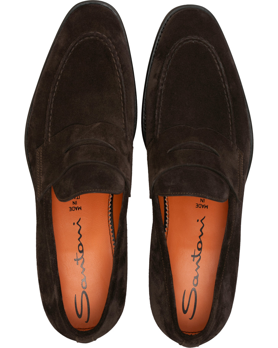 Santoni Duke Penny Loafer Dark Brown Suede bei CareOfCarl.de