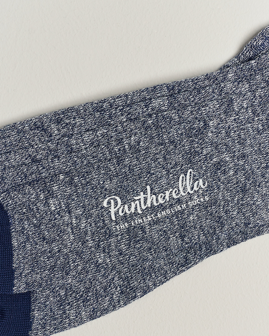 Men |  | Pantherella | Hamada Linen/Cotton/Nylon Sock Indigo