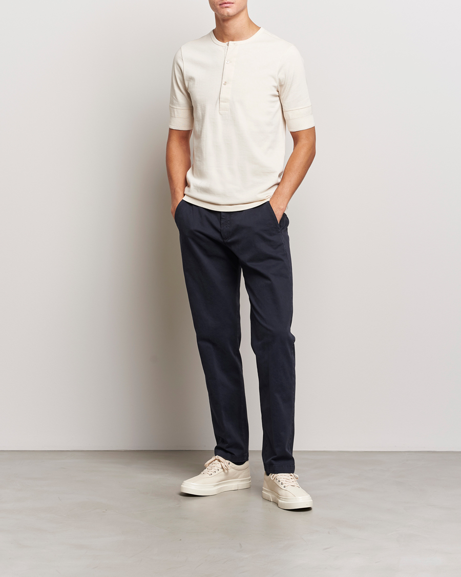 Herren | Pullover | Merz b. Schwanen | Short Sleeve Organic Cotton Henley Nature