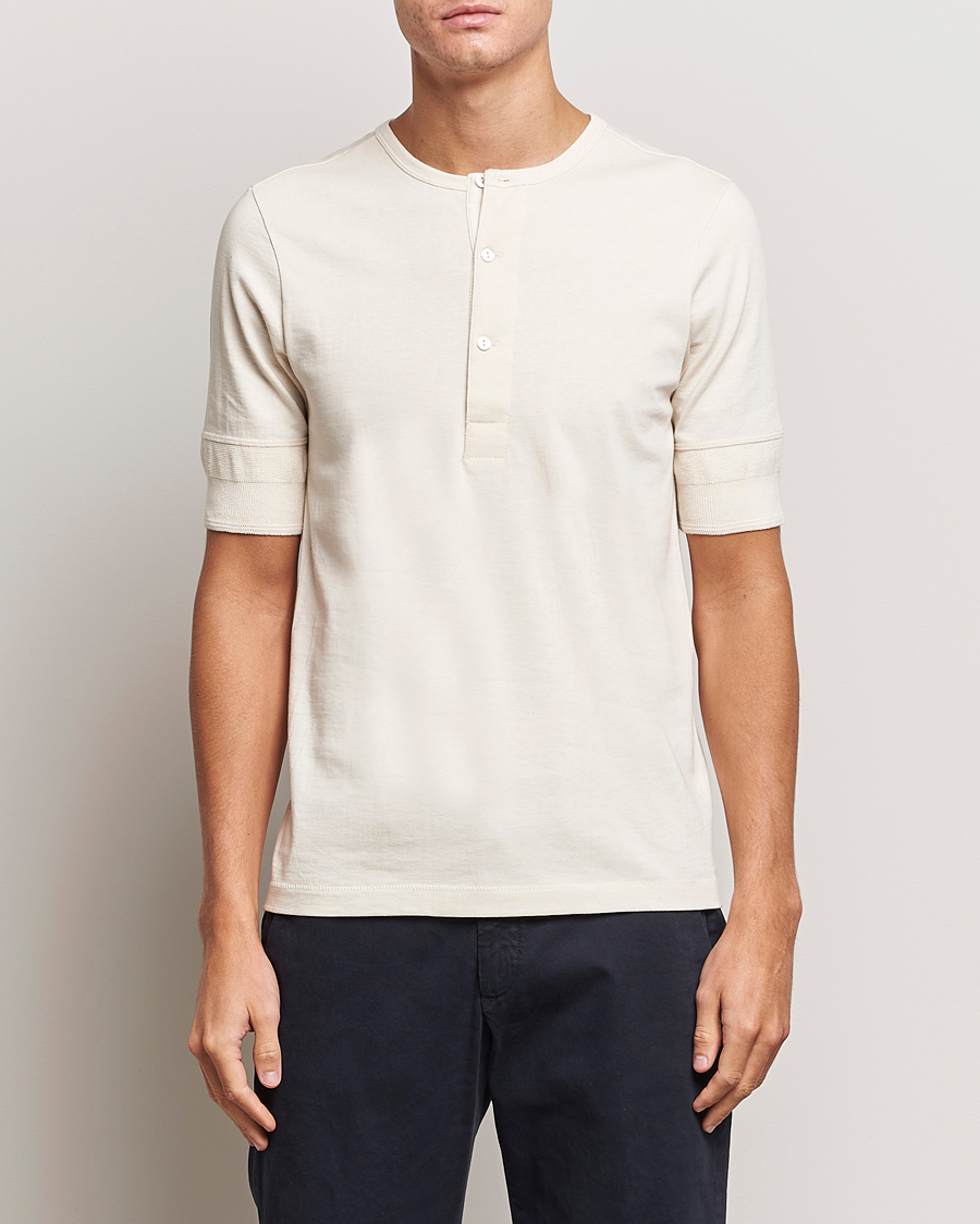 Herren | Pullover | Merz b. Schwanen | Short Sleeve Organic Cotton Henley Nature