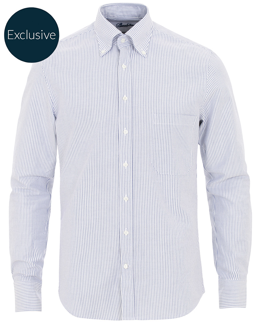 Herren | Hemden | Stenströms | Slimline Striped Oxford Shirt Blue/White