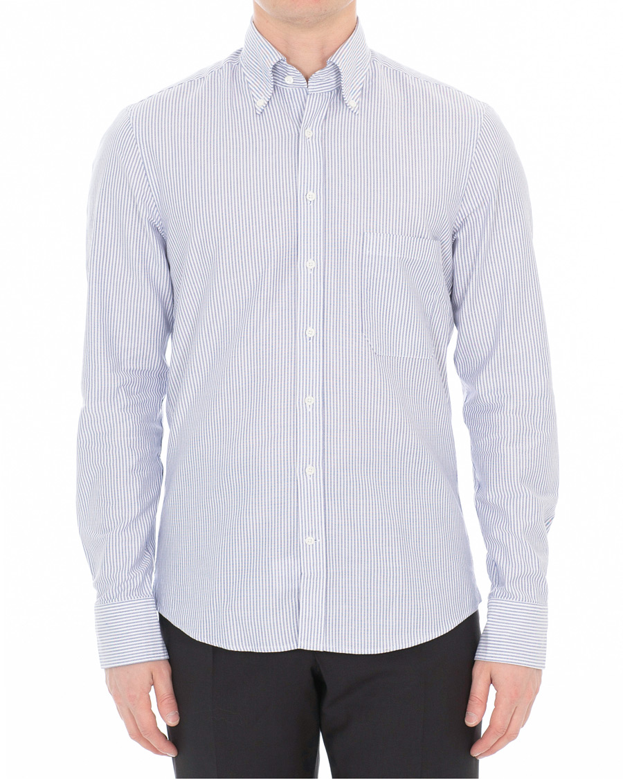 Herren | Hemden | Stenströms | Slimline Striped Oxford Shirt Blue/White