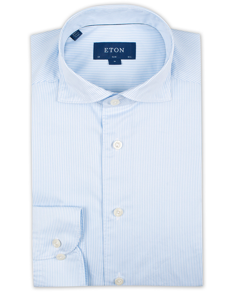 Herren | Hemden | Eton | Slim Fit Lightweight Stripe Extreme Cutaway Blue
