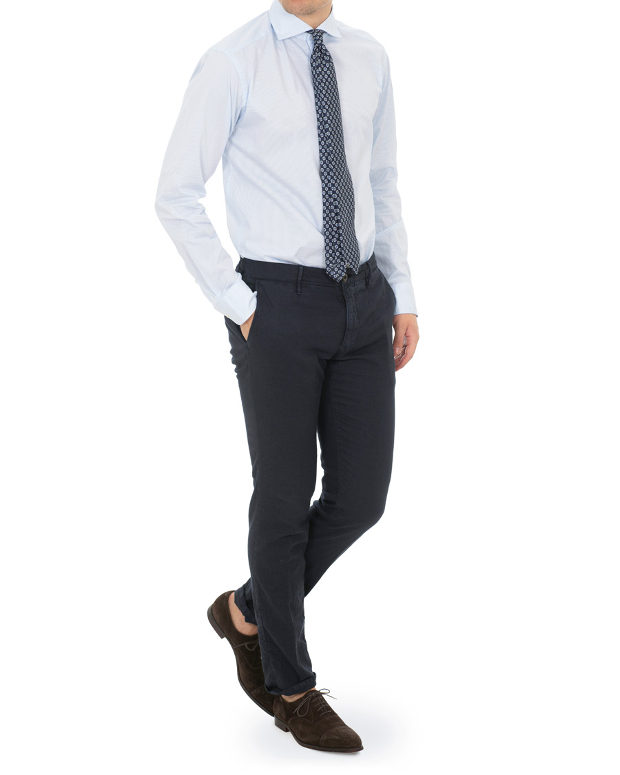 Herren | Hemden | Eton | Slim Fit Lightweight Stripe Extreme Cutaway Blue