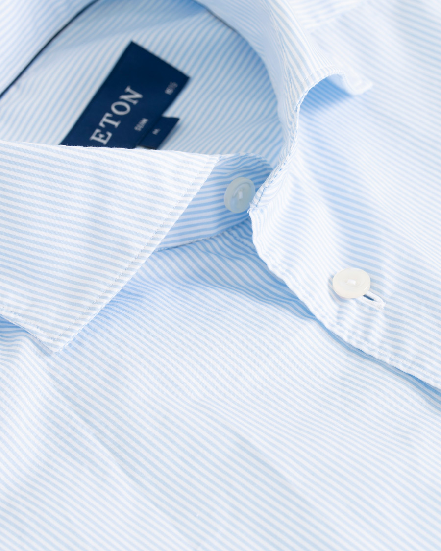 Herren | Hemden | Eton | Slim Fit Lightweight Stripe Extreme Cutaway Blue
