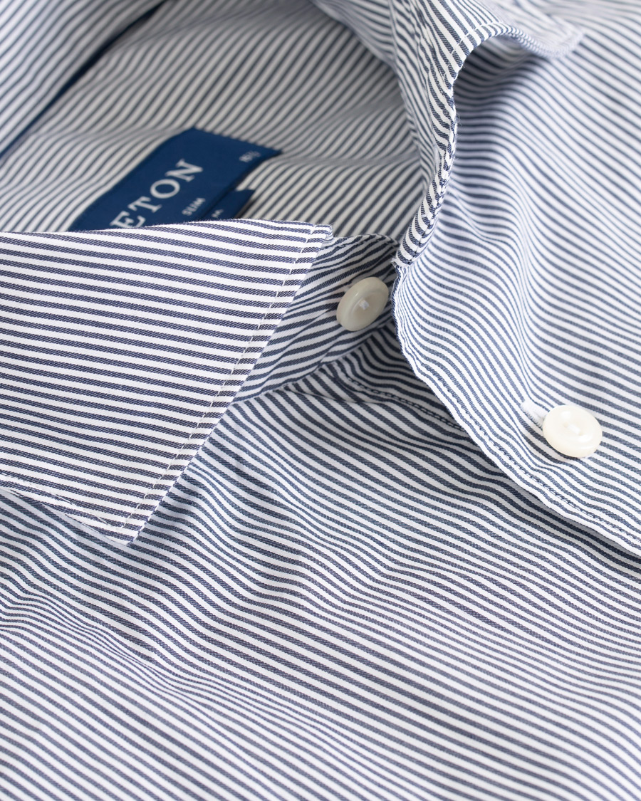 Herren | Hemden | Eton | Slim Fit Lightweight Stripe Extreme Cutaway Blue