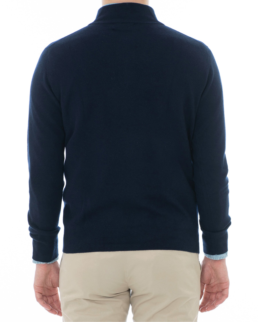 Herren | Pullover | Soft Goat | Cashmere Half Zip Navy