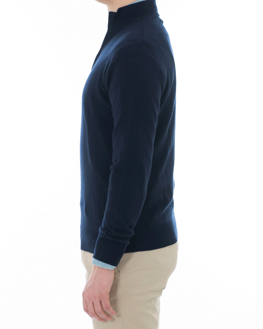 Herren | Pullover | Soft Goat | Cashmere Half Zip Navy