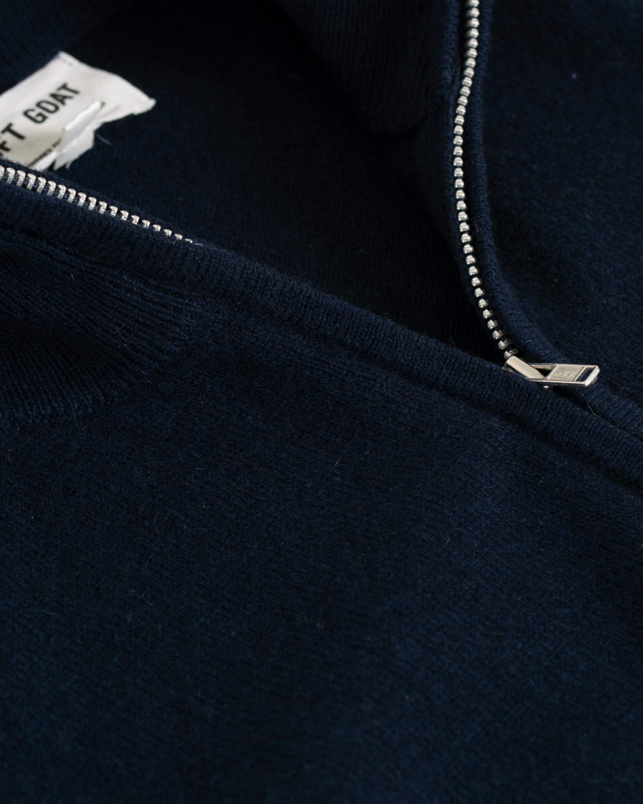 Herren | Pullover | Soft Goat | Cashmere Half Zip Navy