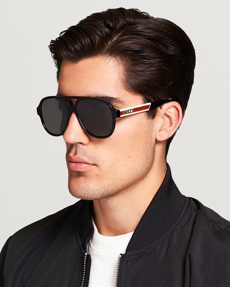 Herren | Pilotenbrillen | Gucci | GG0463S Sunglasses Black/White/Grey