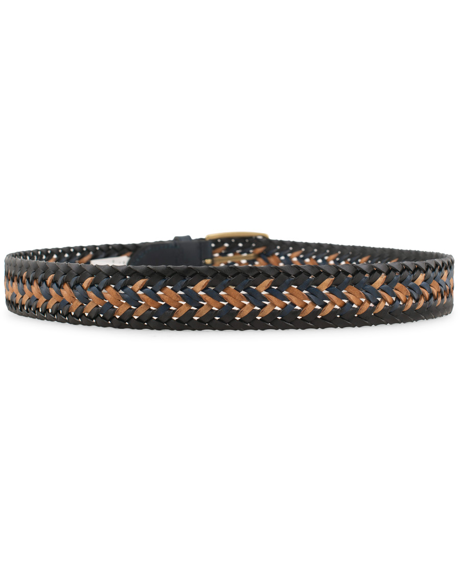Herren | Morris Braided Leather Belt Navy/Nature | Morris | Braided Leather Belt Navy/Nature
