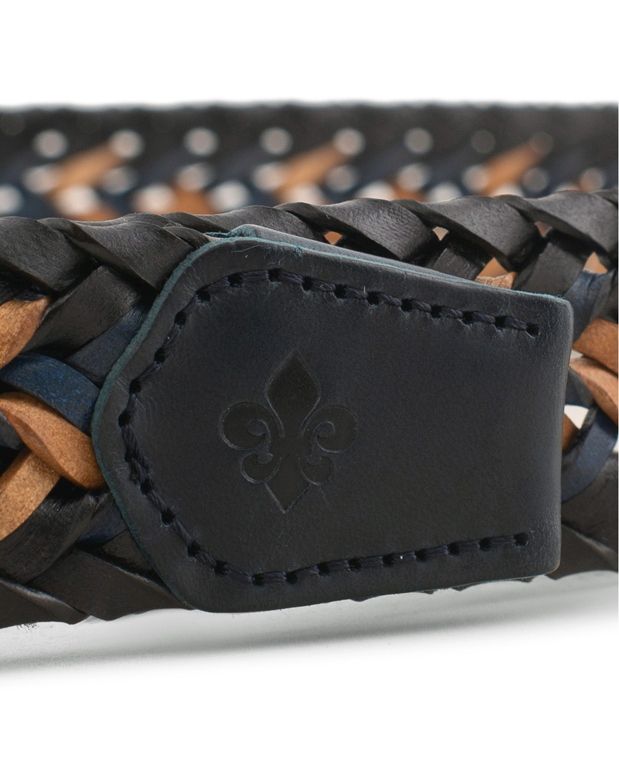 Herren | Morris Braided Leather Belt Navy/Nature | Morris | Braided Leather Belt Navy/Nature