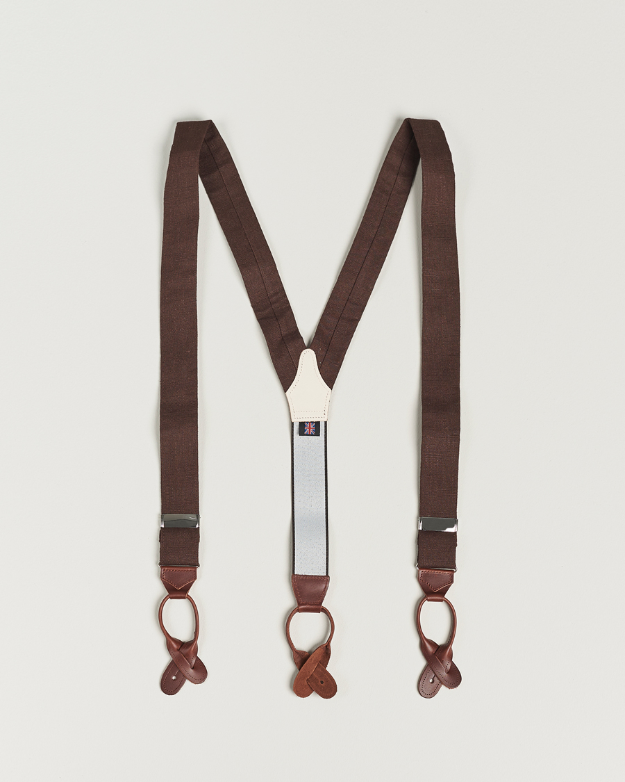 Herren | Albert Thurston Linen Braces 38mm Brown | Albert Thurston | Linen Braces 38mm Brown